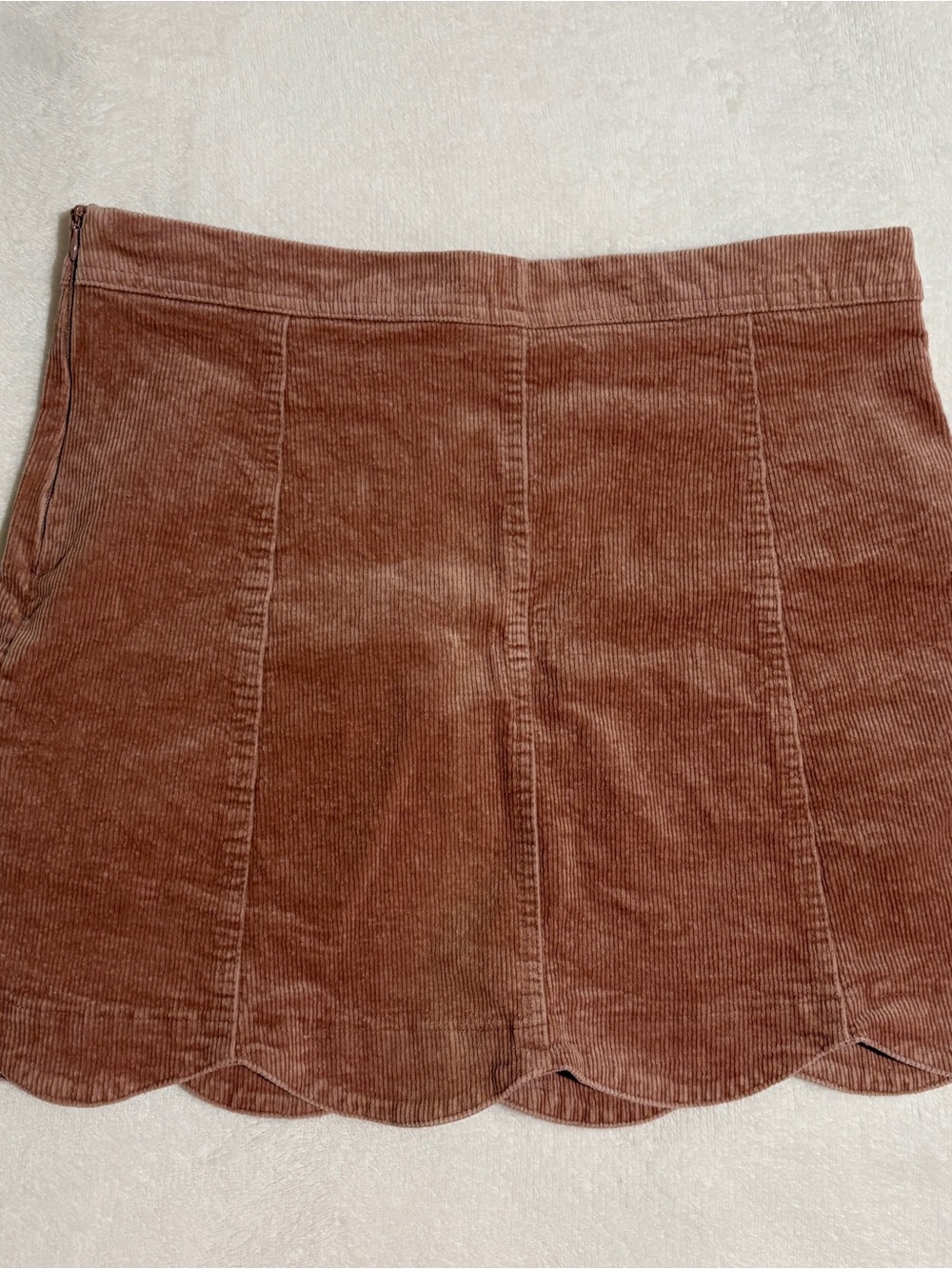Altar'd State Sophia Mini Skirt Pink Corduroy Scalloped Hem Lined Size L